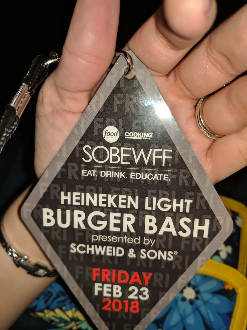 SOBEWFF Heineken Light Burger Bash credential, February 23, 2018